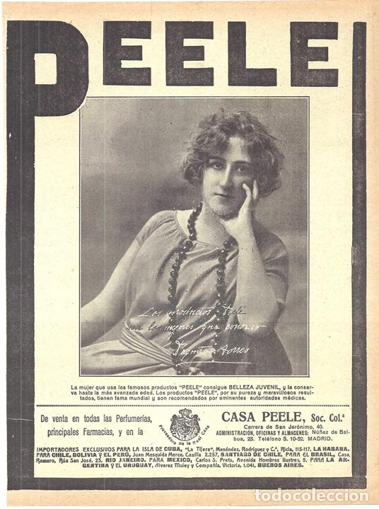Collection Magazines and Newspapers: 1920 HOJA REVISTA PUBLICIDAD ANUNCIO PERFUMER&Iacute;A CASA PEELE ARTISTA PAQUITA TORRES