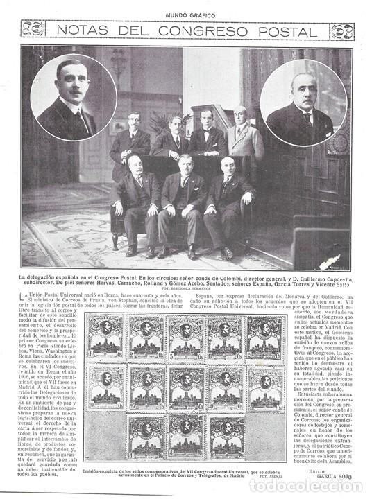 Collection Magazines and Newspapers: 1920 HOJA REVISTA VII CONGRESO POSTAL EMISI&Oacute;N SELLOS DELEGACI&Oacute;N CONDE DE COLOMB&Iacute; GUILLERMO CAPDEVILA