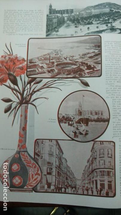 Sammeln von Zeitschriften und Zeitungen: MALAGA 4 HOJAS REVISTA A&Ntilde;O 1910 PLAZA TOROS FUENTE DE REDING JARDINES DEL PARQUE PUERTO