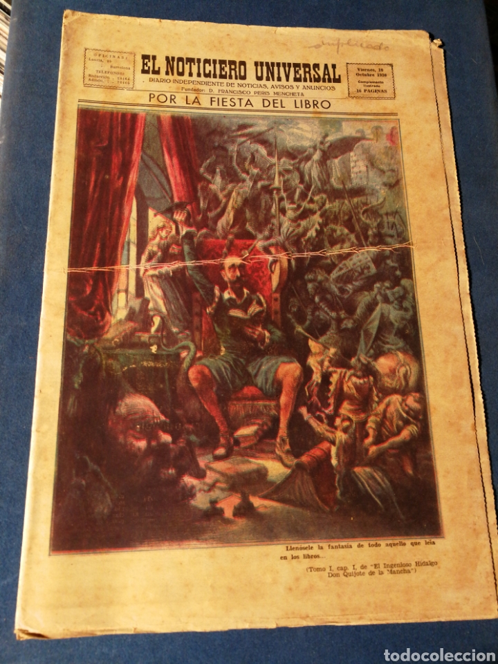 Collezionismo di Riviste e Giornali: EL NOTICIERO UNIVERSAL- POR LA FIESTA DEL LIBRO, DON QUIJOTE DE LA MANCHA- 10 OCTUBRE 1930.