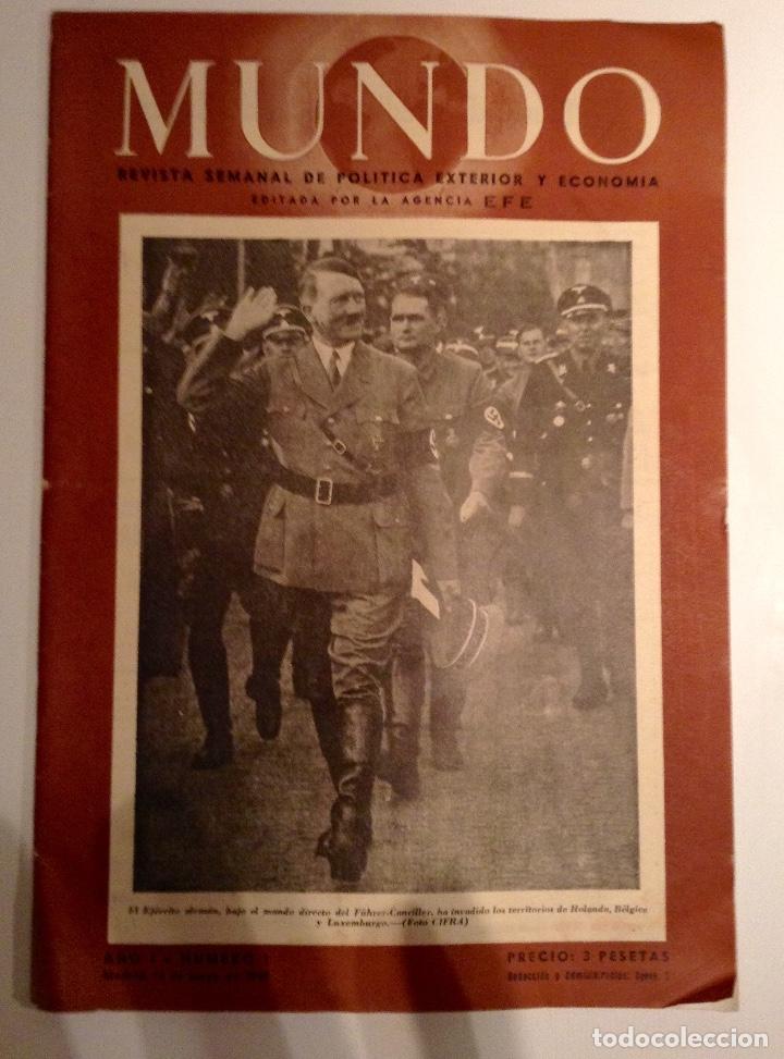 Coleccionismo de revistas y peri&oacute;dicos: MUNDO REVISTA SEMANAL. AŃO I. NUMERO 1. 1940.
