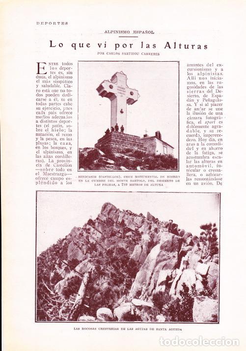 Coleccionismo de revistas y peri&oacute;dicos: * ALPINISMO * [Benicasim, Penyagolosa, Pe&ntilde;&oacute;n de Ifach]/ Carlos Sarthou - 1928