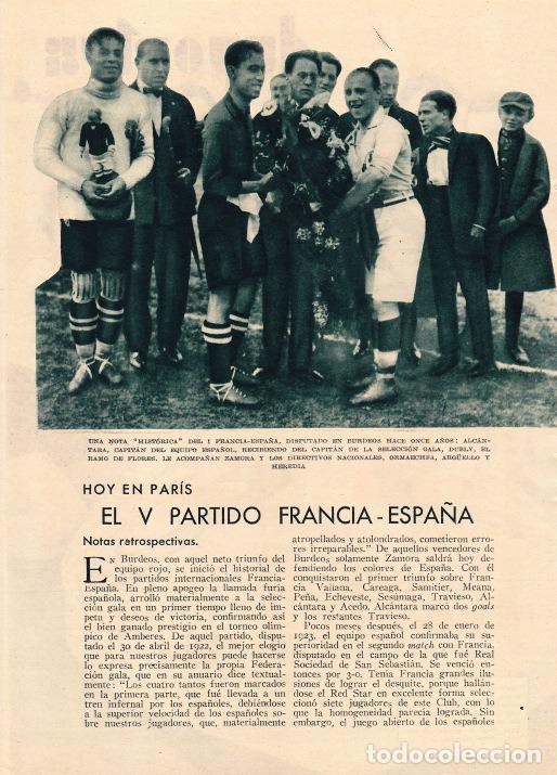 Coleccionismo de revistas y peri&oacute;dicos: * DEPORTES* F&uacute;tbol : V Partido Espa&ntilde;a-Francia ; Tenis: copa Davis - 1933