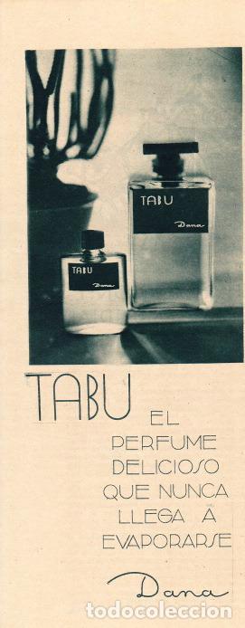 Coleccionismo de revistas y peri&oacute;dicos: Publicidad perfume Tab&uacute; de Dana - 1933