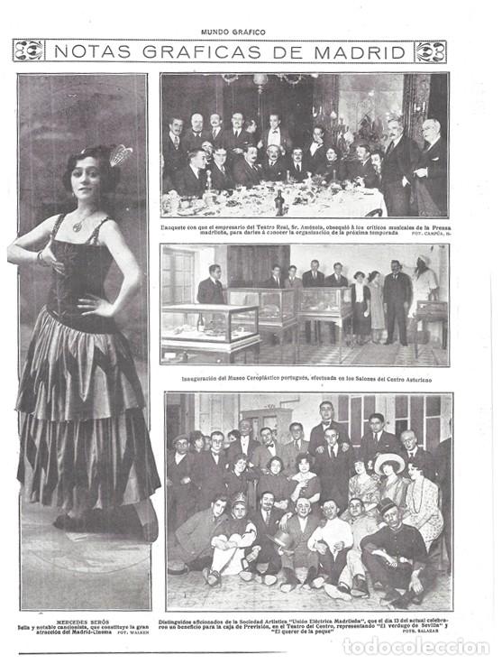Coleccionismo de revistas y peri&oacute;dicos: 1920 HOJA REVISTA MADRID CANCIONISTA MERCEDES SER&Oacute;S - BANQUETE EMPRESARIO TEATRO REAL SR. AM&Eacute;ZOLA