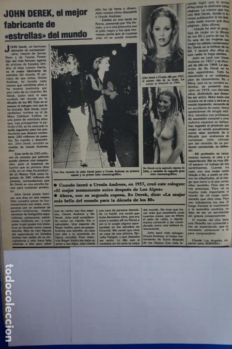 Coleccionismo de Revistas y Peri&oacute;dicos: RECORTE REPORTAJE CLIPPING DE JOHN DEREK URSULA ANDRESS REVISTA SEMANA N&ordm; 2090 P&Aacute;G 76 L 49