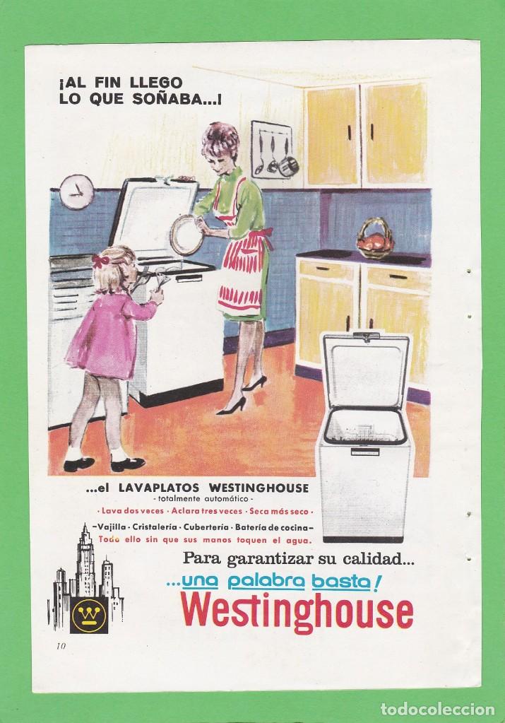 Coleccionismo de revistas y peri&oacute;dicos: PUBLICIDAD 1964. ANUNCIO LAVAPLATOS WESTINGHOUSE - GINEBRA BOOTH'S (REVERSO)