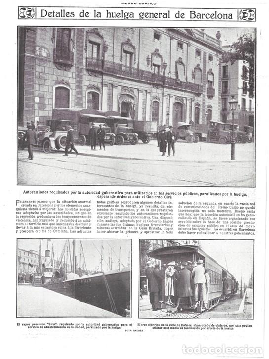 Collezionismo di Riviste e Giornali: 1920 HOJA REVISTA BARCELONA HUELGA GENERAL AUTOCAMIONES Y VAPOR REQUISADOS TRANV&Iacute;A CALLE BALMES