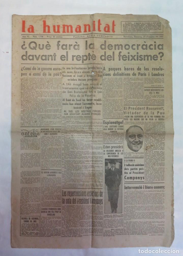 Coleccionismo de Revistas y Peri&oacute;dicos: PERIODICO LA HUMANITAT  N&ordm;1756 DEL 13 DE OCTUBRE 1937