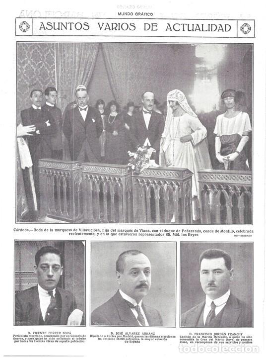 Collection Magazines and Newspapers: 1920 HOJA REVISTA BODA HIJA MARQU&Eacute;S DE VIANA MARQUESA DE VILLAVICIOSA CON DUQUE DE PE&Ntilde;ARANDA