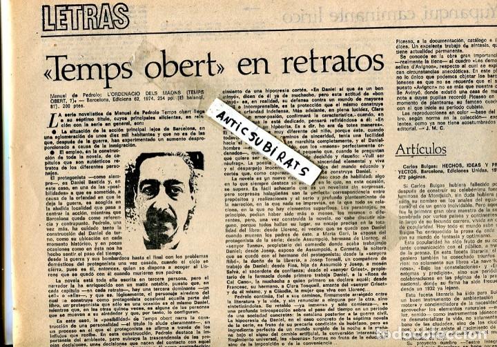 Coleccionismo de Revistas y Peri&oacute;dicos: DIARIO 1974 JOAN MIRO MANUEL DE PEDROLO PICASSO JOSE LUIS DIBILDOS JOSE LUIS GARCI ROBERTO BODEGAS