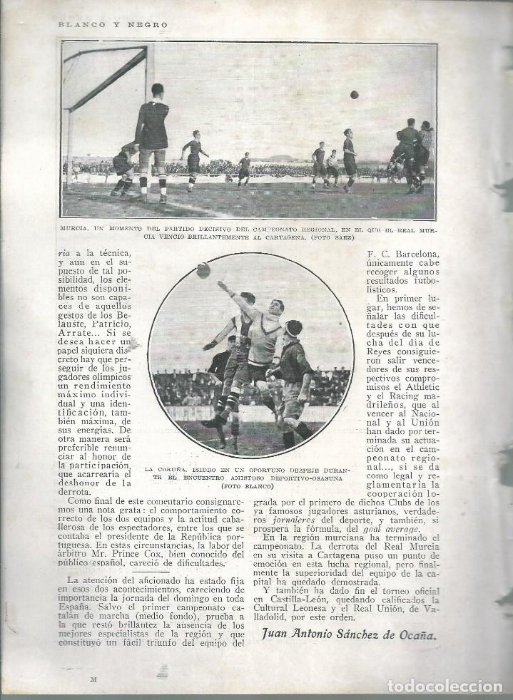 Sammeln von Zeitschriften und Zeitungen: BYN 15 ENE 1928.N&ordm; 1913: PARTIDO FUTBOL  DEPORTIVO CORU&Ntilde;A  OSASUNA MURCIA CARTAGENA REGATA CAMBRIDGE