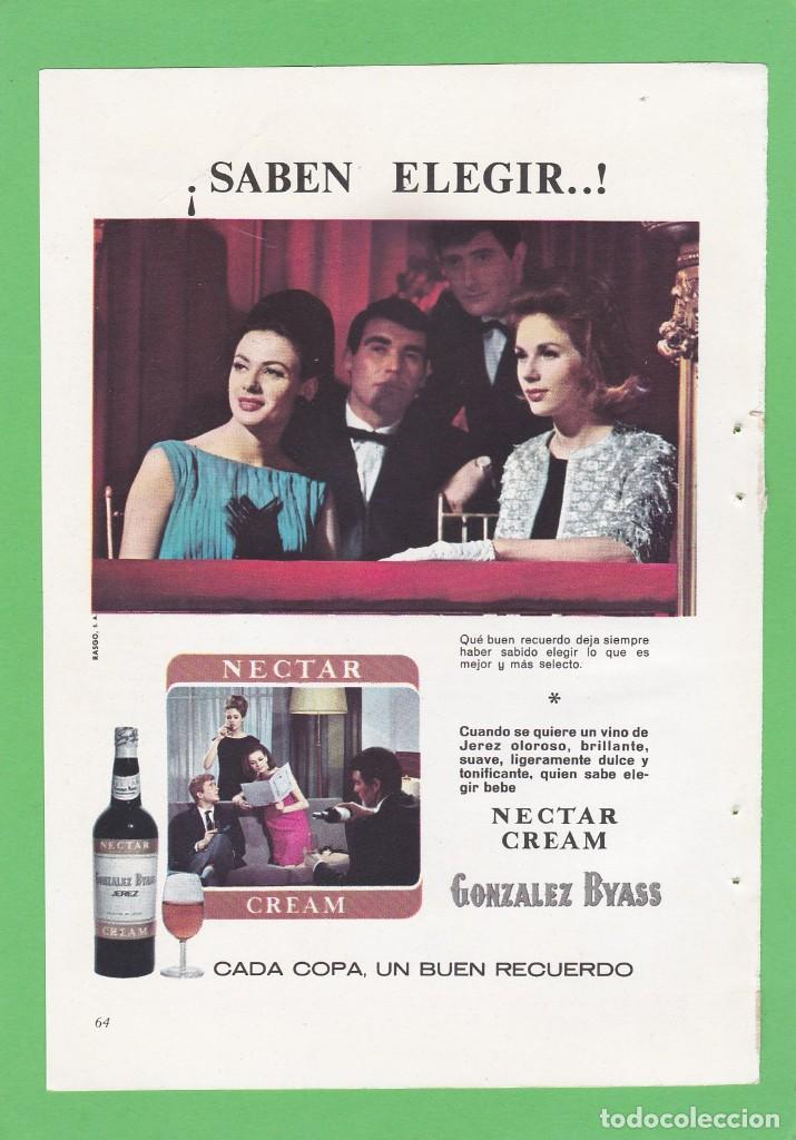 Coleccionismo de revistas y peri&oacute;dicos: PUBLICIDAD 1964. ANUNCIO NECTAR CREAM. GONZALEZ BYASS - CAMPA&Ntilde;A PROPAGANDA MUNDIAL DEL CAFE (REVERSO