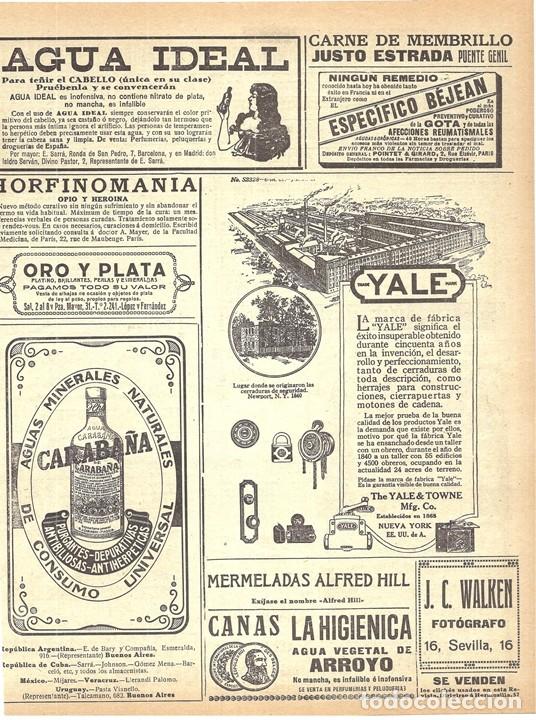 Collectionnisme de Revues et Journaux: 1920 HOJA REVISTA PUBLICIDAD ANUNCIOS AGUA MINERAL DE CARABA&Ntilde;A - CERRADURAS CANDADOS YALE