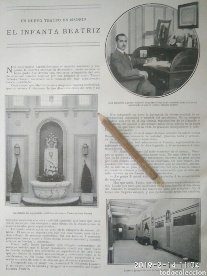 Collection Magazines and Newspapers: RECORTE PRENSA A&Ntilde;OS 20-1925 UN NUEVO TEATRO EN MADRID EL INFANTA BEATRIZ.NM45