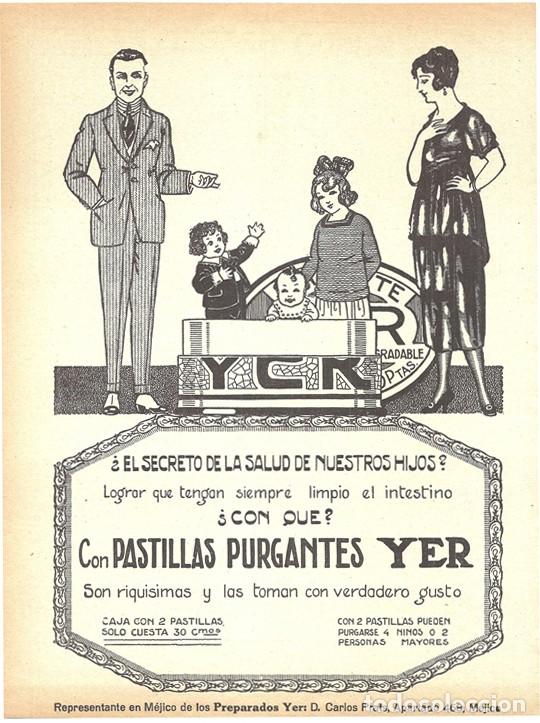 Collection Magazines and Newspapers: 1920 HOJA REVISTA PUBLICIDAD ANUNCIO PASTILLAS PURGANTES YER PARA NI&Ntilde;OS