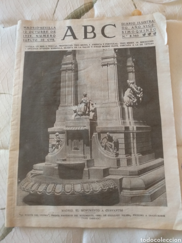 Coleccionismo de Revistas y Peri&oacute;dicos: DIARIO ABC DE SEVILLA.- numero 8360, madrid-sevilla 12 de octubre 1929.- facsimil.