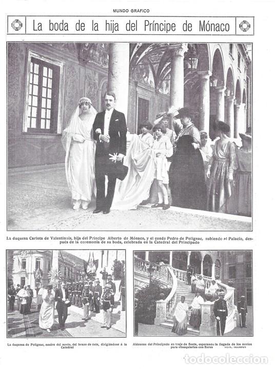 Collection Magazines and Newspapers: 1920 HOJA REVISTA BODA DUQUESA CARLOTA DE VALENTINOIS HIJA PR&Iacute;NCIPE DE M&Oacute;NACO CONDE PEDRO D POLIGNAC