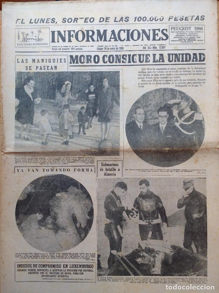 Coleccionismo de Revistas y Peri&oacute;dicos: DIARIO INFORMACIONES 29-01-1966 - PIRRI-TOSHIRO MIFUNE - PUBLICIDAD PELICULAS LA TRAMPA DEL DINERO .