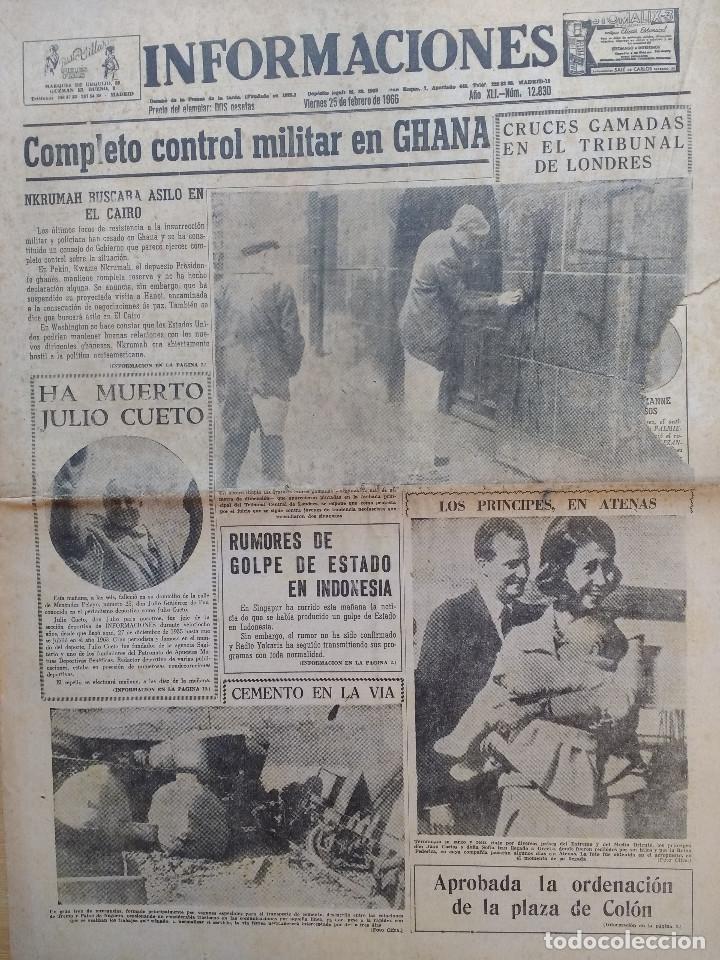 Coleccionismo de Revistas y Peri&oacute;dicos: DIARIO INFORMACIONES 25-02-1966-JOSE TAMAYO-FELINES-PUBLICIDAD PELICULAS 4 GANGSTERS DE CHICAGO ....