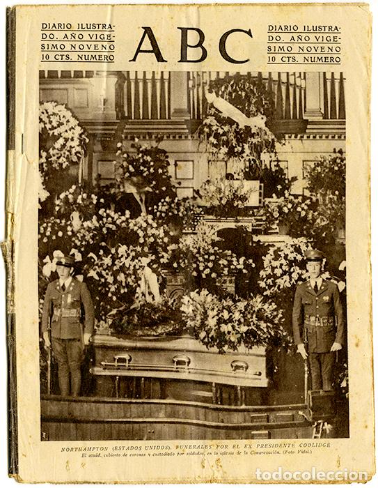 Coleccionismo de Revistas y Peri&oacute;dicos: ABC. 23 enero 1933. Estados Unidos, funerales ex presidente Coolidge. La nueva plaza de toros Ventas