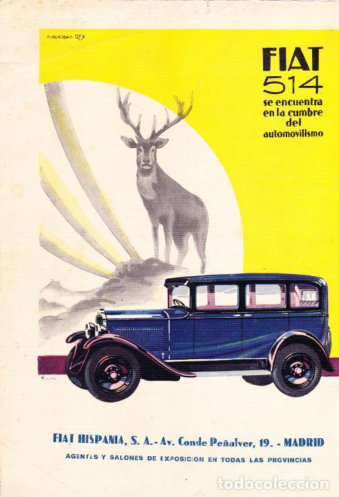 Coleccionismo de Revistas y Peri&oacute;dicos: * AUTOM&Oacute;VILES * COCHES * Publicidad FIAT 514 / dibujo de &iquest; Moyano? -1930