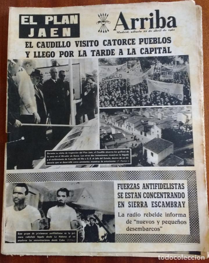 Coleccionismo de Revistas y Peri&oacute;dicos: DIARIO ARRIBA 22-04-191-EL CAUDILLO VISITO CATORCE PUEBLOS DE JAEN-PUBLIC PELIC EL MULTIMILLONARIO