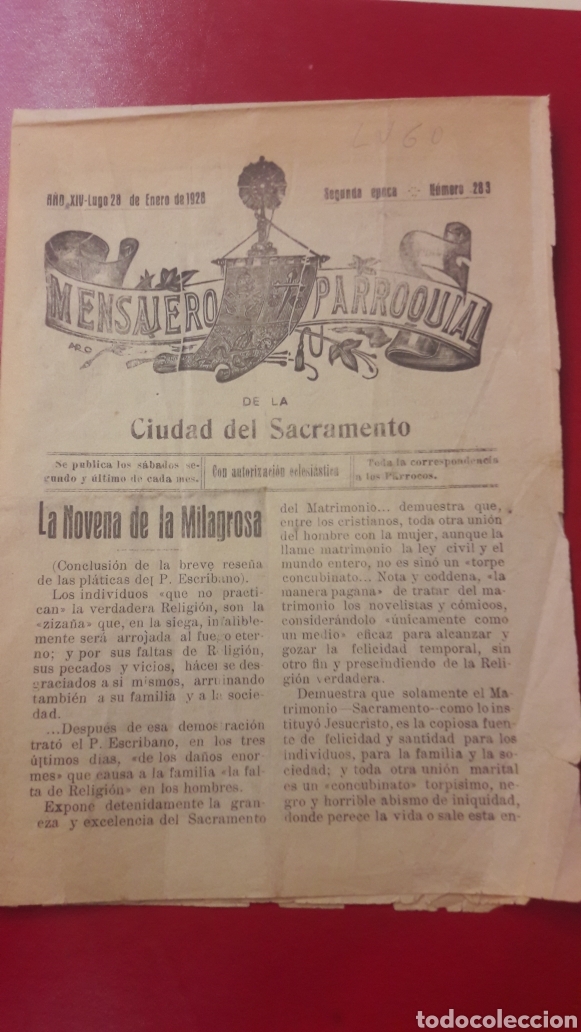 Sammeln von Zeitschriften und Zeitungen: 1928 Lugo Mensajero Parroquial Ciudad del Sacramento num.283 donativos entregados huerfanos