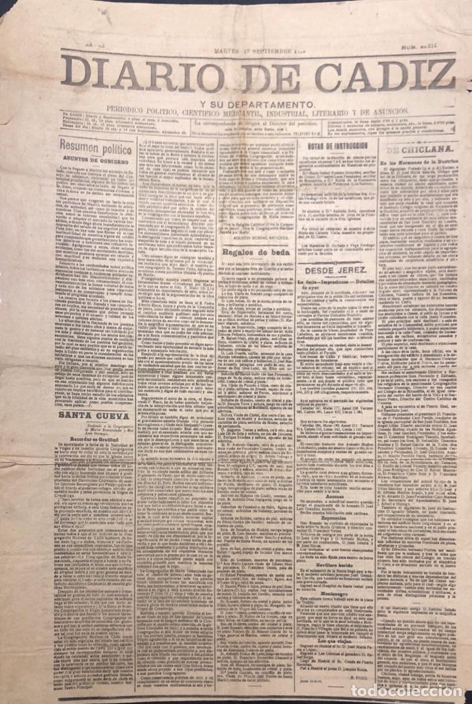 Collectionnisme de Revues et Journaux: EL DIARIO DE CADIZ. 1918. N&ordm; 25214