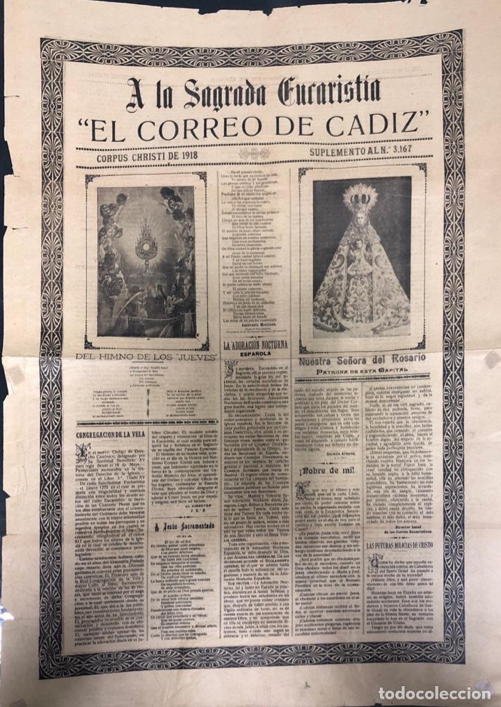 Colecionismo de Revistas e Jornais: EL CORREO DE CADIZ. CORPUS CHRISTI DE 1918. N&ordm; 3167