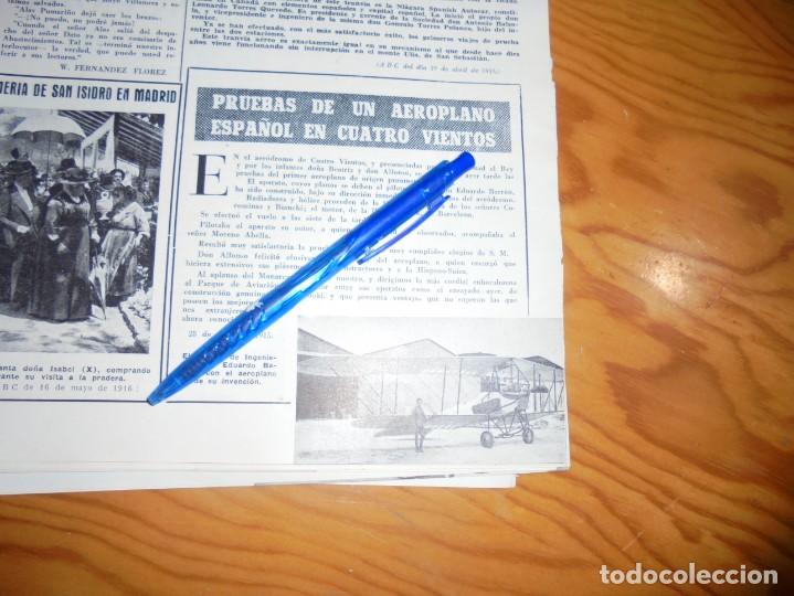 Coleccionismo de Revistas y Peri&oacute;dicos: RECORTE PRENSA : PRUEBAS DE UN AEROPLANO EN CUATRO VIENTOS. ABC, 1915 ( FACSIMIL)