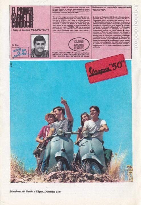 Coleccionismo de Revistas y Peri&oacute;dicos: Publicidad moto VESPA 50  - 1965