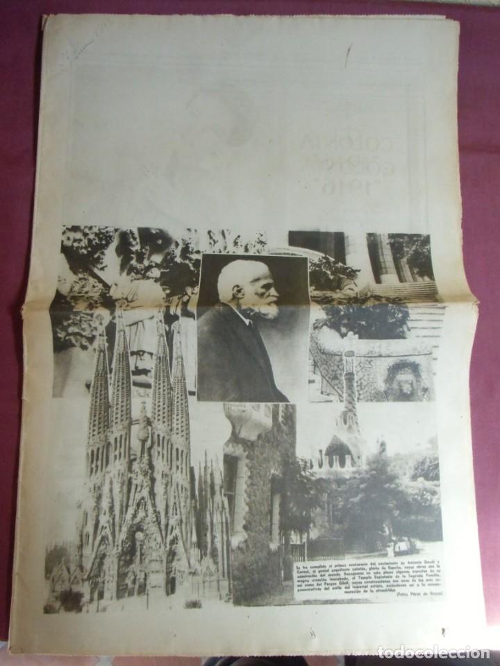 Coleccionismo de Revistas y Peri&oacute;dicos: PRENSA.LA VANGUARDIA ESPA&Ntilde;OLA.BARCELONA 27/6/1952.CENTENARIO GAUDI.PERIODICO CON ERROR DE IMPRESION
