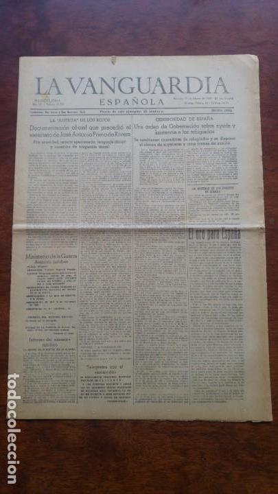 Coleccionismo de revistas y peri&oacute;dicos: LA VANGUARDIA N&ordm; 22.592 15 DE FEBRERO 1939 J.A.PRIMO RIVERA PRISIONEROS SANTUARIO NUESTRA COLLELL