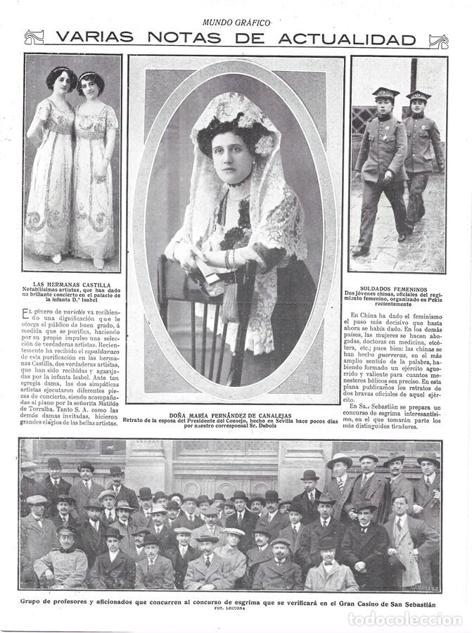 Coleccionismo de Revistas y Peri&oacute;dicos: 1912 HOJA REVISTA GRAN CASINO DE SAN SEBASTI&Aacute;N PROFESORES Y AFICIONADOS CONCURSO DE ESGRIMA