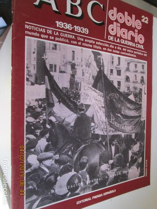 Coleccionismo de Revistas y Peri&oacute;dicos: ABC DOBLE DIARIO DE LA GUERRA CIVIL - 1936-1939 N&ordm; 22 EDITORIAL PRENSA ESPA&Ntilde;OLA