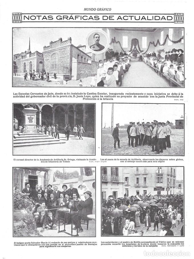 Coleccionismo de Revistas y Peri&oacute;dicos: 1912 HOJA REVISTA JA&Eacute;N ESCUELAS CERVANTES CANTINA ESCOLAR GOBERNADOR CIVIL JES&Uacute;S LOPO