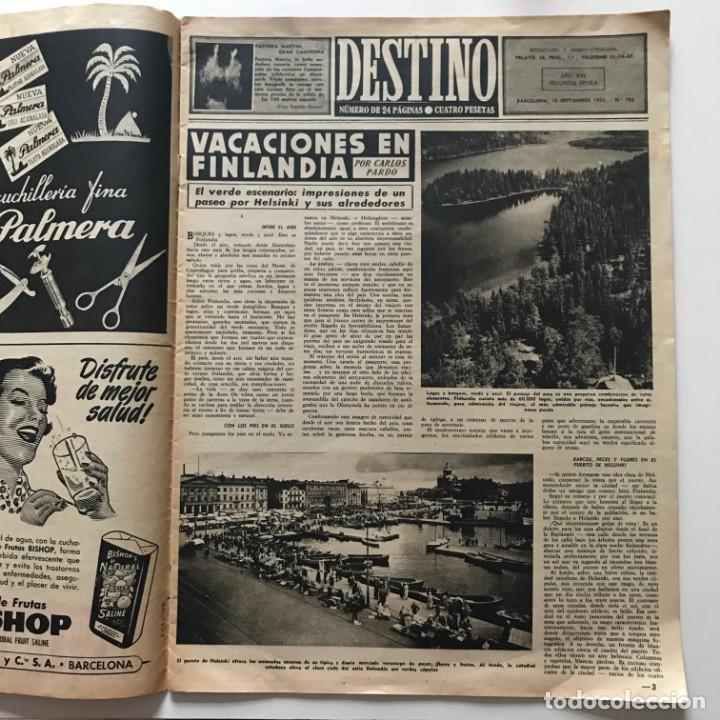 1952 Revista Destino Nº 788 Pastora Martin, gran campeona. Vacaciones en Finlandia 28x38,5 cm