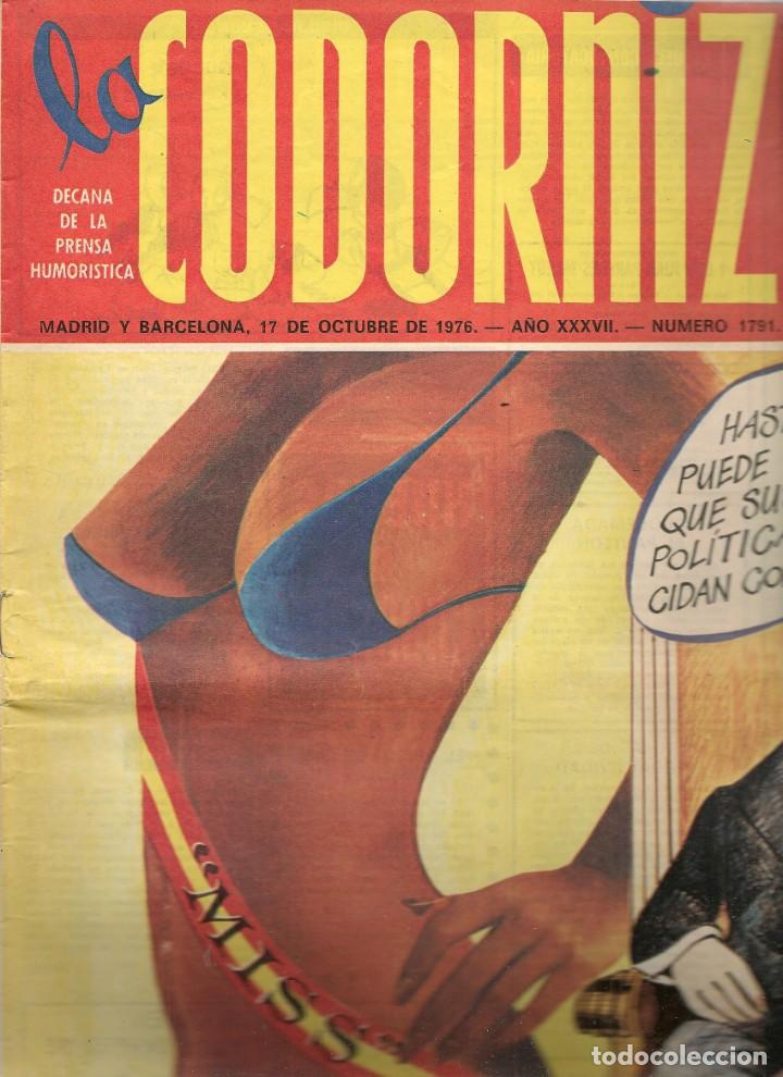 Coleccionismo de Revistas y Peri&oacute;dicos: LA CODORNIZ. N&ordm; 1791. 17 OCTUBRE 1976. (B/A48)