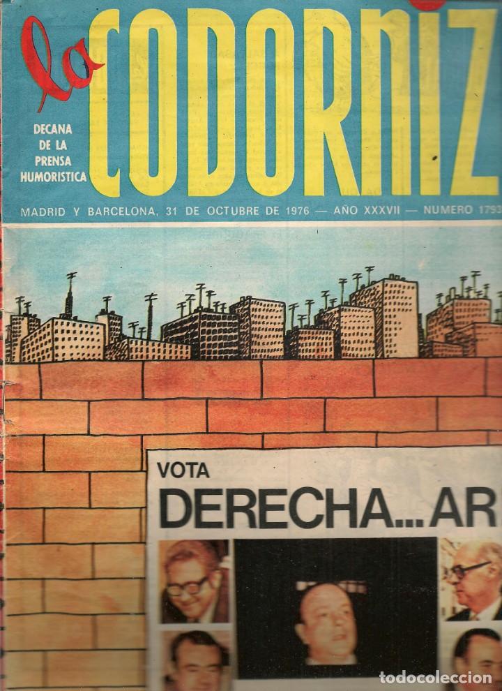 Coleccionismo de Revistas y Peri&oacute;dicos: LA CODORNIZ. N&ordm; 1793. 31 OCTUBRE 1976. (B/A48)