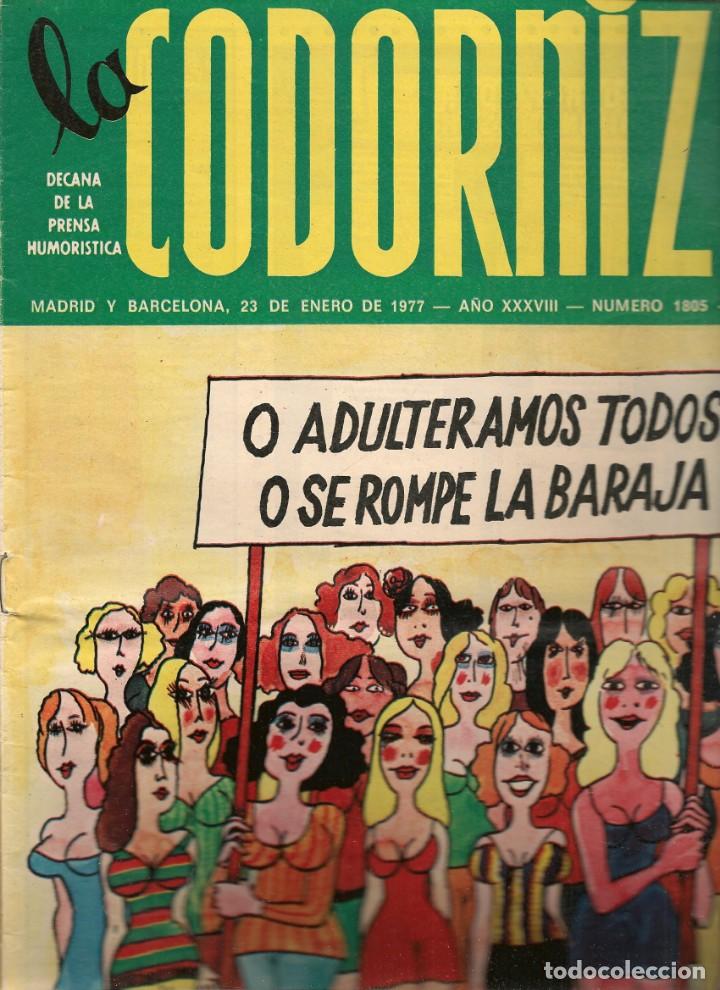 Coleccionismo de Revistas y Peri&oacute;dicos: LA CODORNIZ. N&ordm; 1805. 23 ENERO 1977. (B/A48)