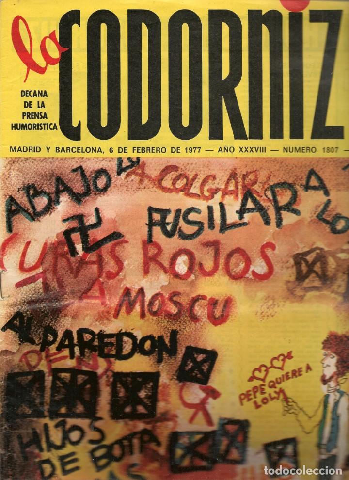 Coleccionismo de Revistas y Peri&oacute;dicos: LA CODORNIZ. N&ordm; 1807. 6 FEBRERO  1977. (B/A48)