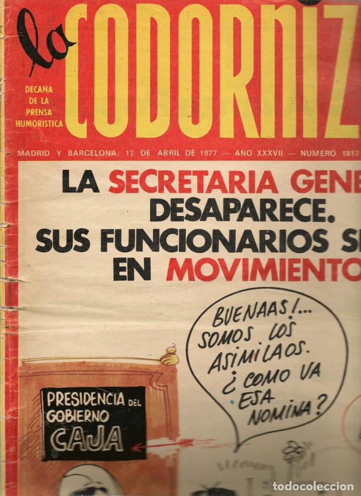 Coleccionismo de Revistas y Peri&oacute;dicos: LA CODORNIZ. N&ordm; 1817. 17 ABRIL 1977. (B/A48)