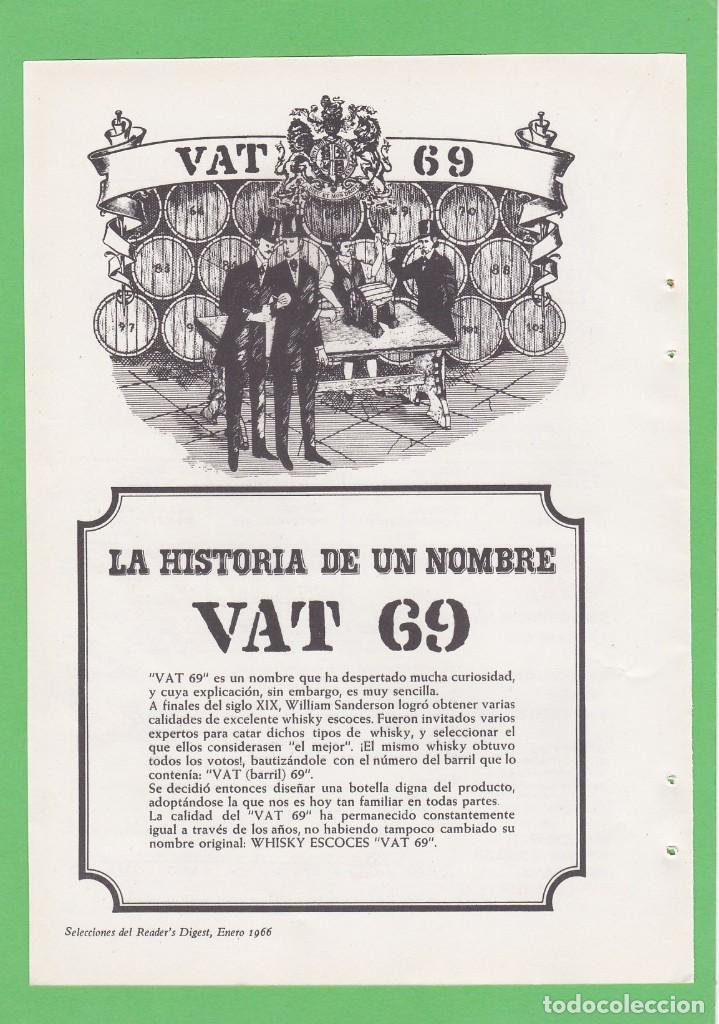 Coleccionismo de Revistas y Peri&oacute;dicos: PUBLICIDAD 1966. ANUNCIO WHISKY ESCOCES VAT 69 - CURSOS CEAC. BARCELONA (REVERSO)