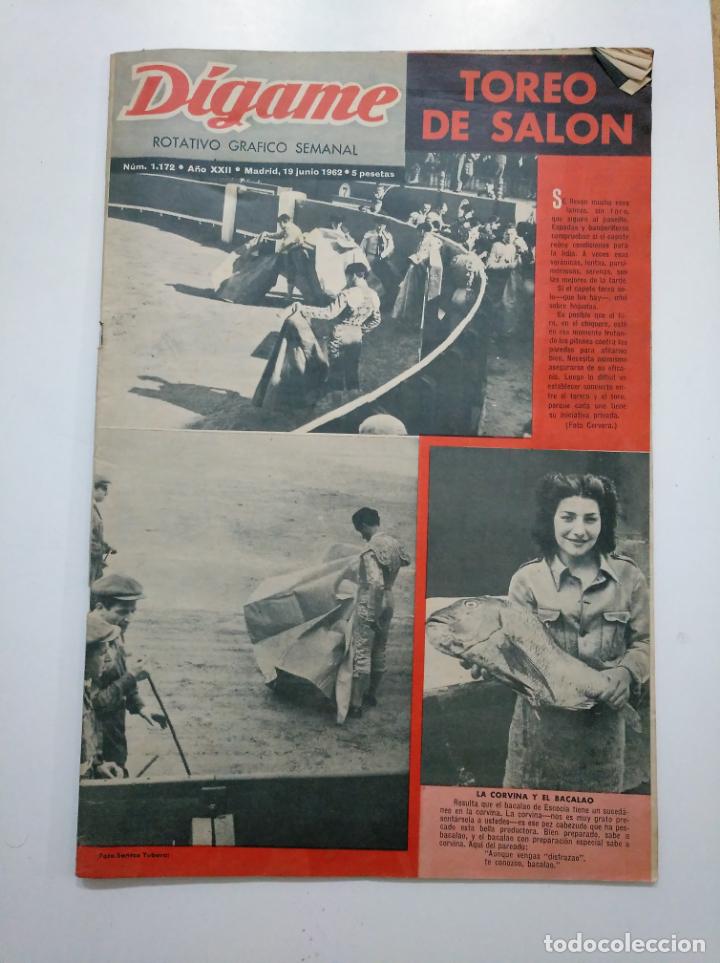 Colecionismo de Revistas e Jornais: REVISTA DIGAME - A&Ntilde;O XXII N&ordm; 1172, 19 JUNIO 1962. TOREO DE SALON. CAR135