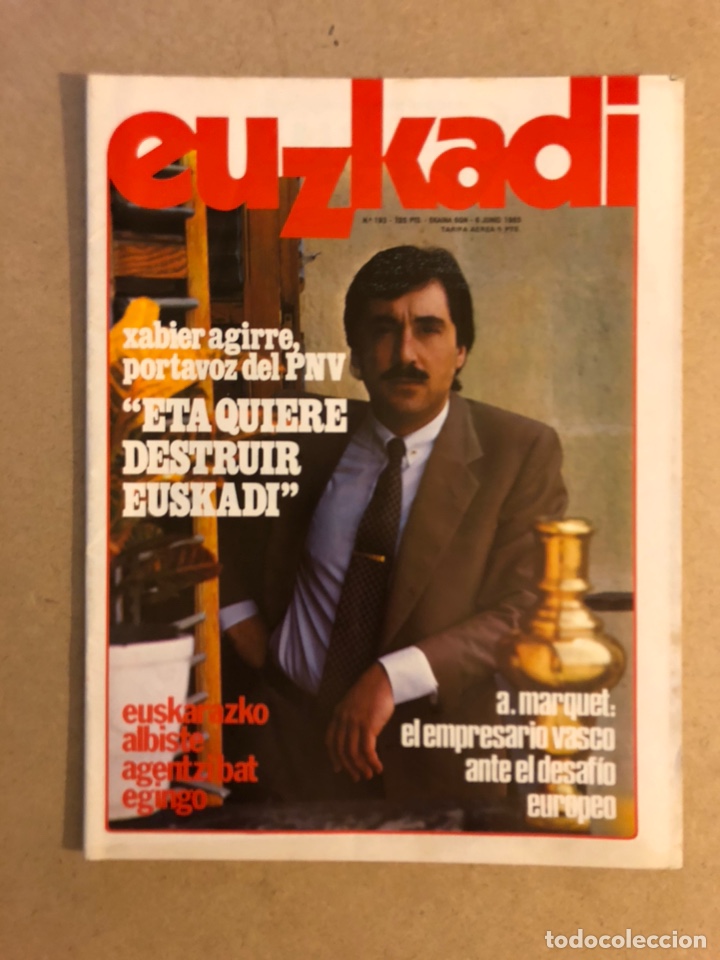Sammeln von Zeitschriften und Zeitungen: EUZKADI N&deg;193 (JUNIO, 1985). ETA, ANDR&Eacute;S VILARI&Ntilde;O, HERRI KIROLAK, RAFAEL SALABERRI,...