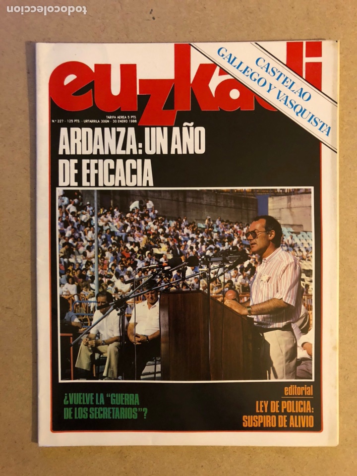 Sammeln von Zeitschriften und Zeitungen: EUZKADI N&deg;227 (1986). ARDANZA,JAVIER CLEMENTE CESADO ATHLETIC CLUB, CATELAO GALLEGO Y VASQUISTA, CHI