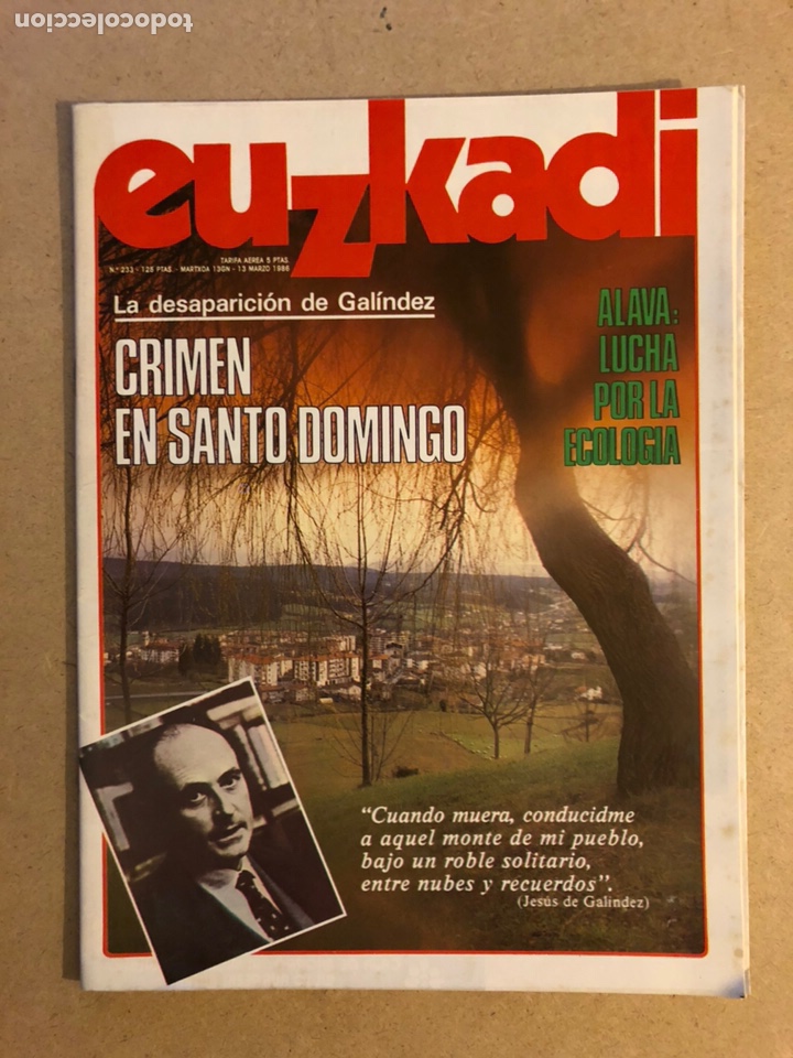 Sammeln von Zeitschriften und Zeitungen: EUZKADI N&deg;233 (1986). CRIMEN JES&Uacute;S GALINDEZ, JAVIER URRUTIKOETXEA PORTERO FC BARCELONA, EXPEDICI&Oacute;N B