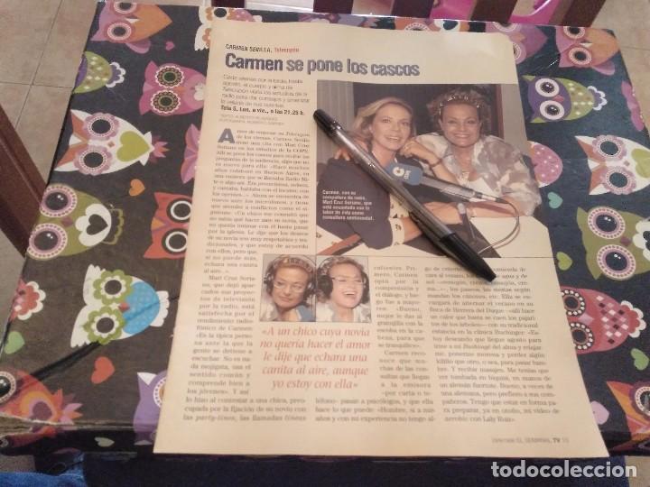 Coleccionismo de Revistas y Peri&oacute;dicos: ANTIGUO RECORTE REVISTA A&Ntilde;OS 90 CARMEN SEVILLA SE PONE LOS CASCOS