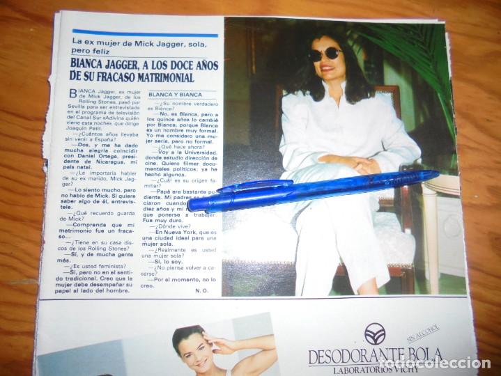Coleccionismo de Revistas y Peri&oacute;dicos: RECORTE : BIANCA JAGGER, EX MUJER DE MICK JAGGER .SEMANA, MAYO 1989 ()